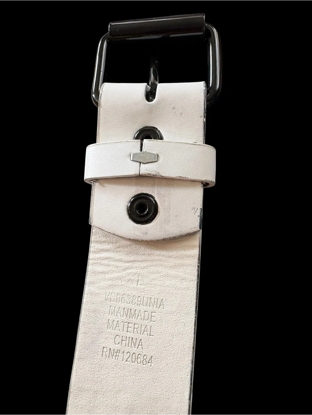 Hot Topic White Faux Leather Belt with Black Buckle